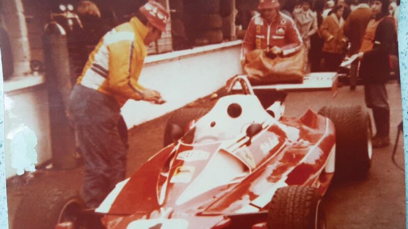 Pat Doyle was snap happy when Niki Lauda arrived in the Brands pits at the 1976 Race of Champions