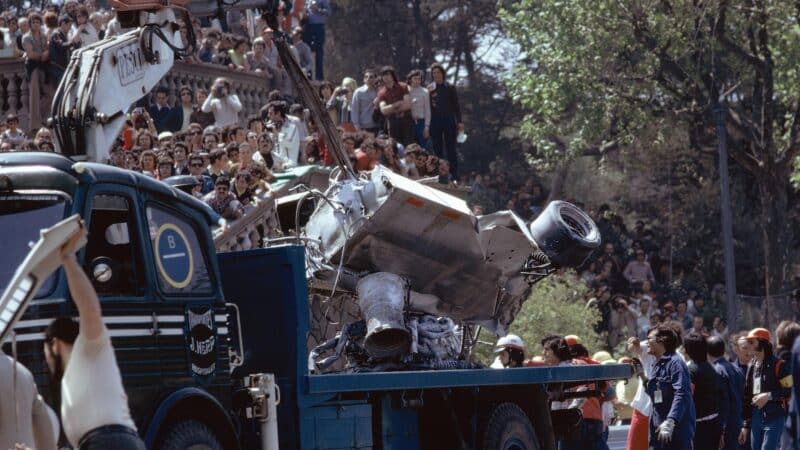 Spanish GP 1975 car wreck